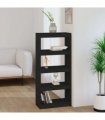 vidaXL Book Cabinet | Black | Solid Pine Wood | Medium | Book Cabinet