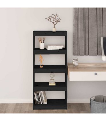 vidaXL Book Cabinet | Black | Solid Pine Wood | Medium | Book Cabinet