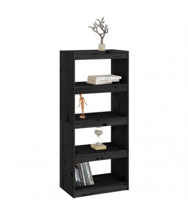 vidaXL Book Cabinet | Black | Solid Pine Wood | Medium | Book Cabinet