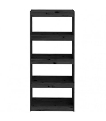 vidaXL Book Cabinet | Black | Solid Pine Wood | Medium | Book Cabinet