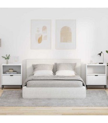 vidaXL Bedside Cabinet 2 pcs White 49 x 36 x 61 cm Engineered wood