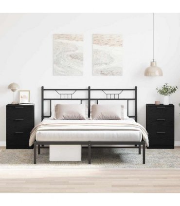 vidaXL Bedside Cabinet 2 pcs Black Oak 40 x 65 x 65 cm Engineered Wood