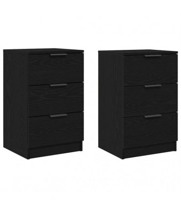 vidaXL Bedside Cabinet 2 pcs Black Oak 40 x 65 x 65 cm Engineered Wood
