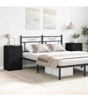 vidaXL Bedside Cabinet 2 pcs Black Oak 40 x 65 x 65 cm Engineered Wood
