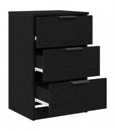 vidaXL Bedside Cabinet 2 pcs Black Oak 40 x 65 x 65 cm Engineered Wood