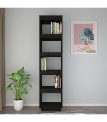 vidaXL Book Cabinet/Room Divider Black 40x35x167 cm Solid Wood Pine