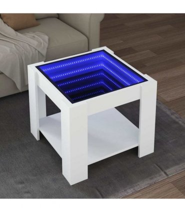 vidaXL Coffee Table with LED White 53x53x45 cm Engineered Wood