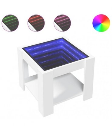 vidaXL Coffee Table with LED White 53x53x45 cm Engineered Wood