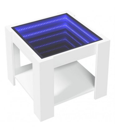 vidaXL Coffee Table with LED White 53x53x45 cm Engineered Wood