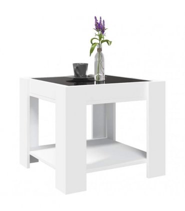 vidaXL Coffee Table with LED White 53x53x45 cm Engineered Wood