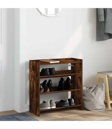 vidaXL Shoe Rack Smoked Oak 60x25x62 cm Engineered Wood