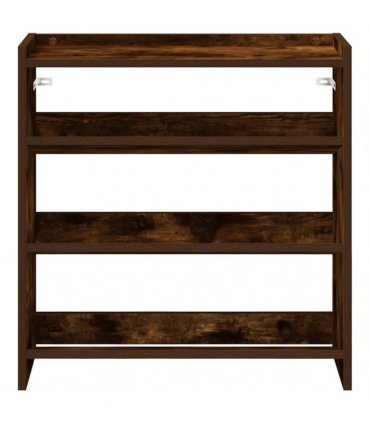 vidaXL Shoe Rack Smoked Oak 60x25x62 cm Engineered Wood