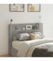 vidaXL Headboard Cabinet with LED Concrete 140 x 16.5 x 103.5 cm
