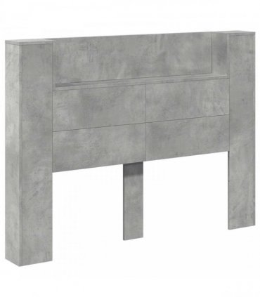vidaXL Headboard Cabinet with LED Concrete 140 x 16.5 x 103.5 cm