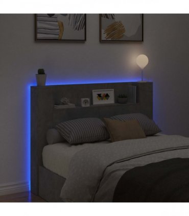vidaXL Headboard Cabinet with LED Concrete 140 x 16.5 x 103.5 cm