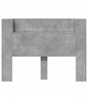 vidaXL Headboard Cabinet with LED Concrete 140 x 16.5 x 103.5 cm