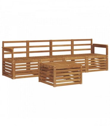 vidaXL Sofa Sets 5 pcs Natural Solid Acacia Wood