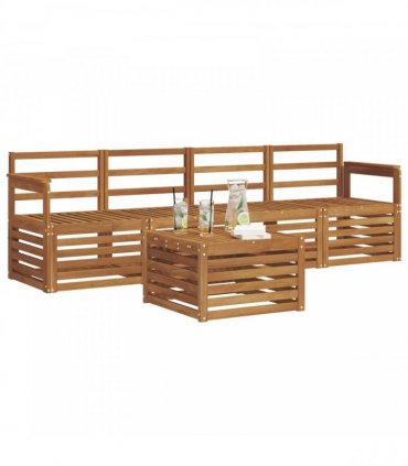 vidaXL Sofa Sets 5 pcs Natural Solid Acacia Wood