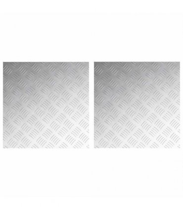vidaXL Stair Tread Square 2 pcs Silver 50 x 50 cm Aluminium