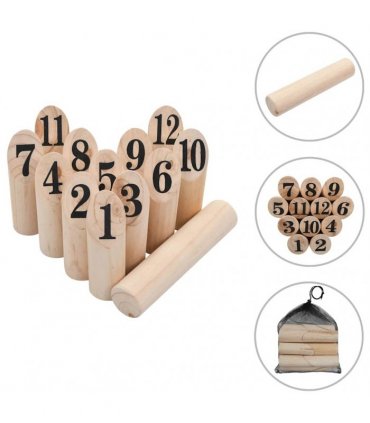 vidaXL Number Kubb Game Set Wood