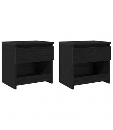 vidaXL Bedside Cabinet 2 pcs Black Oak 40 x 30 x 39 cm Engineered Wood