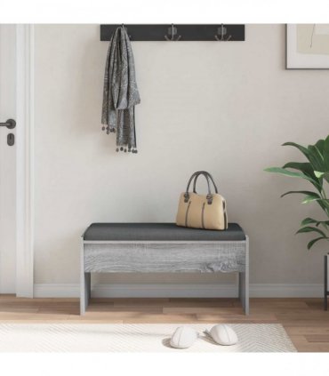 vidaXL Hall Bench with Cushion Grey Sonoma 83 x 38 x 40 cm
