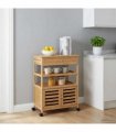 vidaXL Kitchen Trolley with Wheels Natural 59.5 x 36 x 82 cm Bamboo