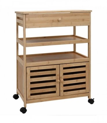 vidaXL Kitchen Trolley with Wheels Natural 59.5 x 36 x 82 cm Bamboo