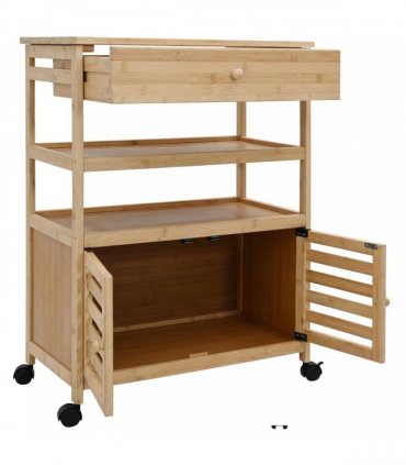 vidaXL Kitchen Trolley with Wheels Natural 59.5 x 36 x 82 cm Bamboo