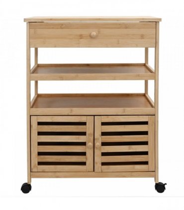 vidaXL Kitchen Trolley with Wheels Natural 59.5 x 36 x 82 cm Bamboo