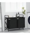 vidaXL Laundry Basket 2 Compartments with Shelf Grey Sonoma