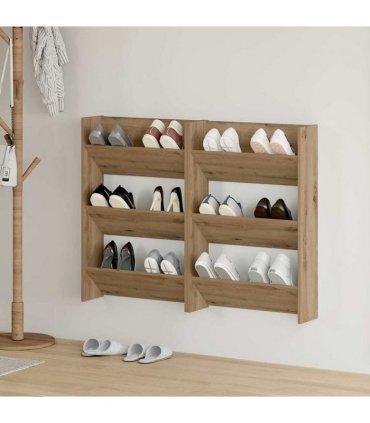 vidaXL Shoe Cabinet 2 pcs Artisan Oak 60 x 18 x 90 cm Engineered Wood