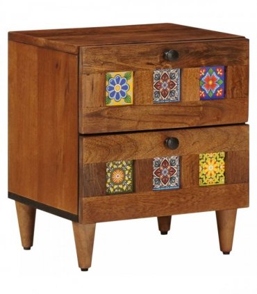 vidaXL Bedside Cabinet Brown 40 x 33 x 46 cm Solid Mango Wood
