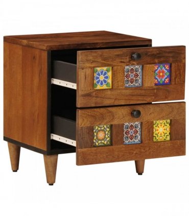 vidaXL Bedside Cabinet Brown 40 x 33 x 46 cm Solid Mango Wood