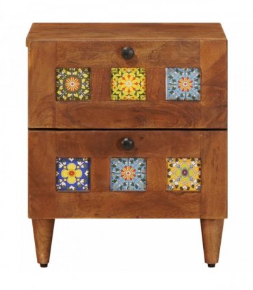 vidaXL Bedside Cabinet Brown 40 x 33 x 46 cm Solid Mango Wood