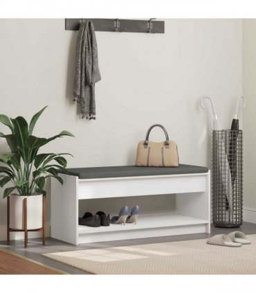 vidaXL Hall Bench White 103 x 38 x 45 cm Engineered Wood and Fabric