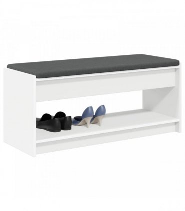 vidaXL Hall Bench White 103 x 38 x 45 cm Engineered Wood and Fabric