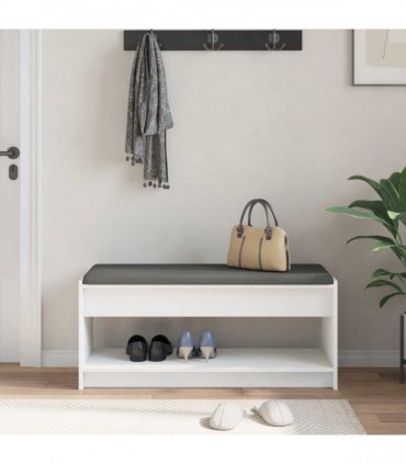 vidaXL Hall Bench White 103 x 38 x 45 cm Engineered Wood and Fabric