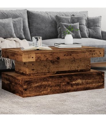 vidaXL Coffee Table with LED Lights Old Wood 90x50x40 cm