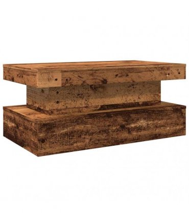 vidaXL Coffee Table with LED Lights Old Wood 90x50x40 cm