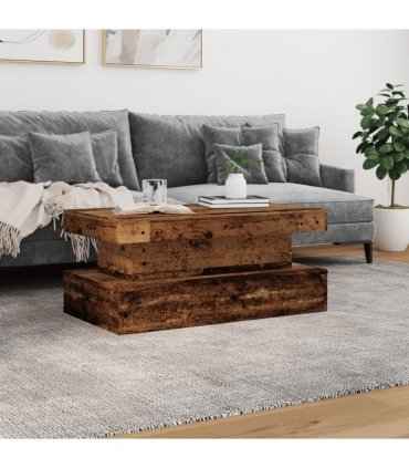 vidaXL Coffee Table with LED Lights Old Wood 90x50x40 cm