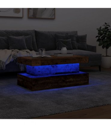 vidaXL Coffee Table with LED Lights Old Wood 90x50x40 cm