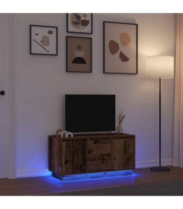 vidaXL TV Cabinet with LED Lights Old Wood 100x41x50 cm