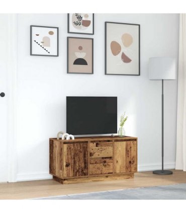 vidaXL TV Cabinet with LED Lights Old Wood 100x41x50 cm