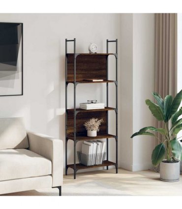 vidaXL Bookshelf 5-Tier Brown Oak 60.5x24x166.5 cm Engineered Wood