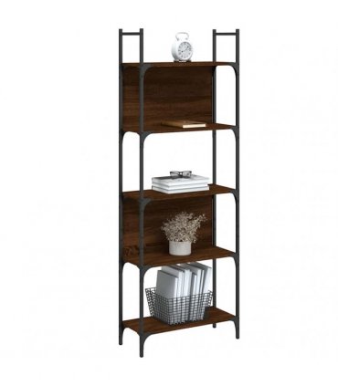 vidaXL Bookshelf 5-Tier Brown Oak 60.5x24x166.5 cm Engineered Wood