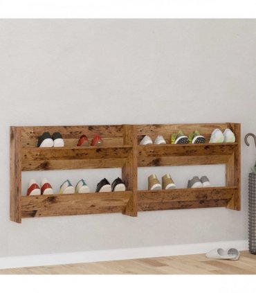 vidaXL Shoe Cabinet 2 pcs Old wood 80 x 18 x 60 cm Engineered Wood