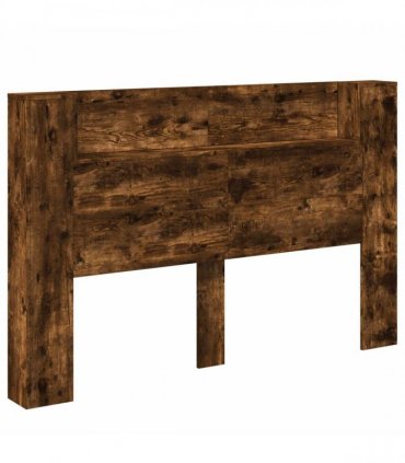 vidaXL Headboard Cabinet with LED Smoked Oak 160 x 16.5 x 103.5 cm