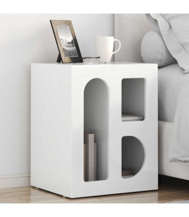 vidaXL Bedside Table ELST 2 pcs High Gloss White 40 x 35 x 50 cm