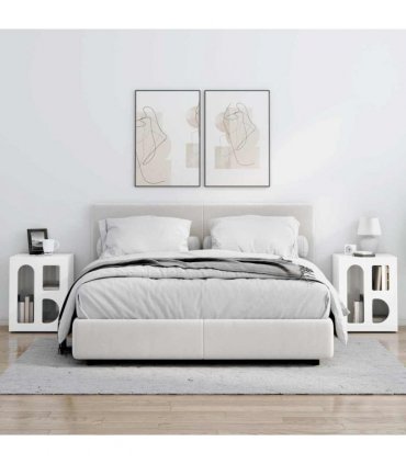 vidaXL Bedside Table ELST 2 pcs High Gloss White 40 x 35 x 50 cm